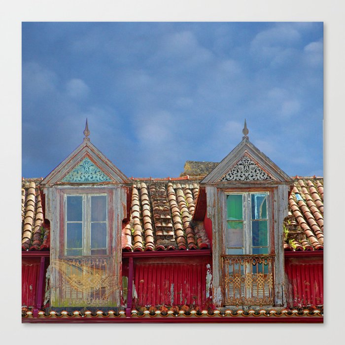 Roof Windows Abandoned House Facade Canvas Print