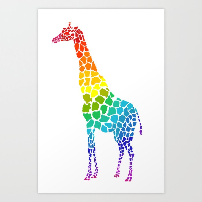 rainbow giraffe Art Print