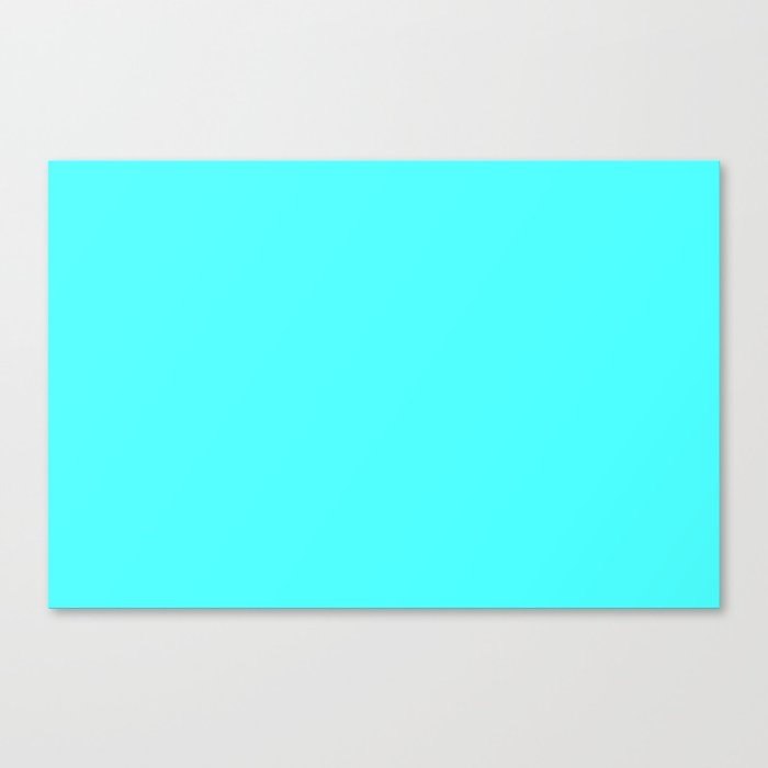 Medium Cyan Solid Color Popular Hues Patternless Shades of Cyan Collection Hex #4dffff Canvas Print