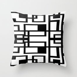 Black Lines And Irregular White Shapes Abstract Design Throw Pillow