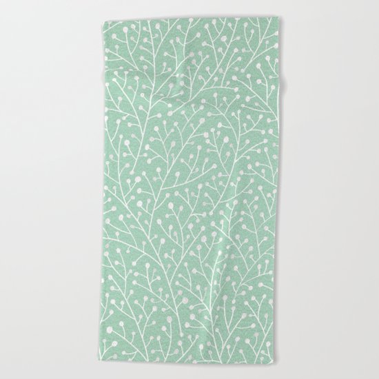 Mint Berry Branches Beach Towel
