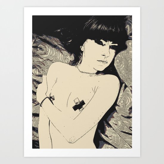 Submission in black Art Print