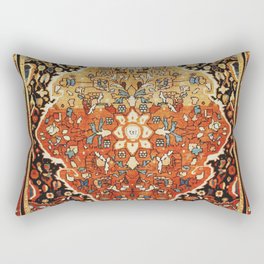 Burnt Orange Medallion Tabriz Rug Print Rectangular Pillow