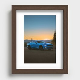 Blue Mustang Front During Sunset Recessed Framed Print