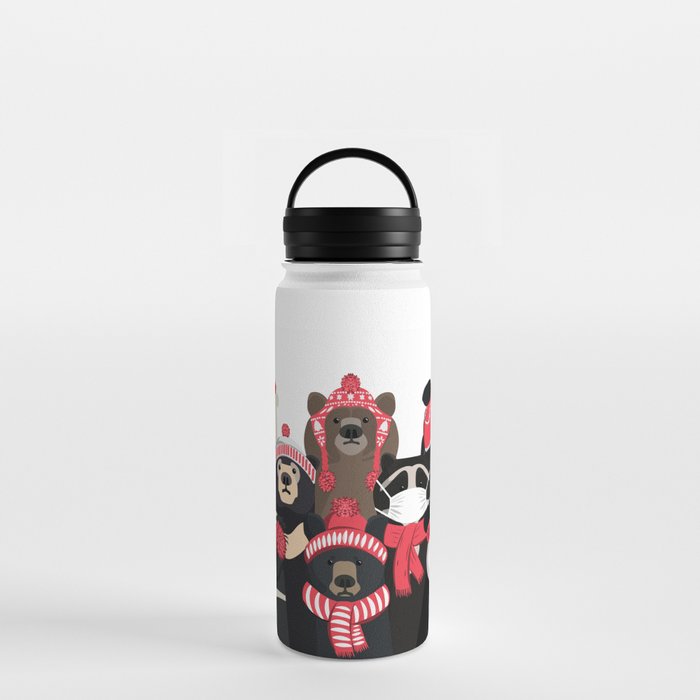 Bear family portrait: winter edition Water Bottle