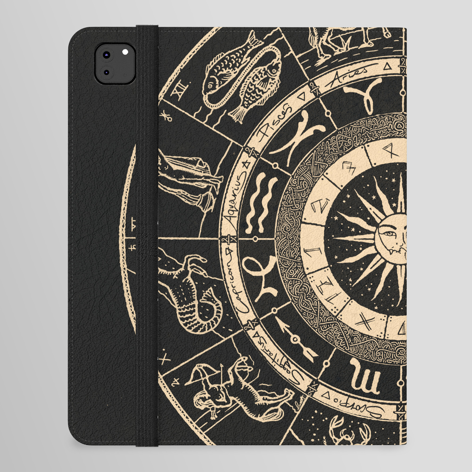 Vintage Zodiac & Astrology Chart | Charcoal & Gold iPad Folio ...