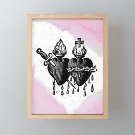 Pink Dark Holy Hearts Framed Mini Art Print