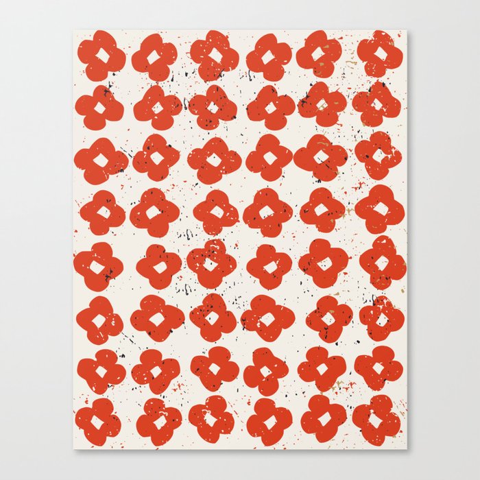 Happy nordic  simple flowers red Canvas Print