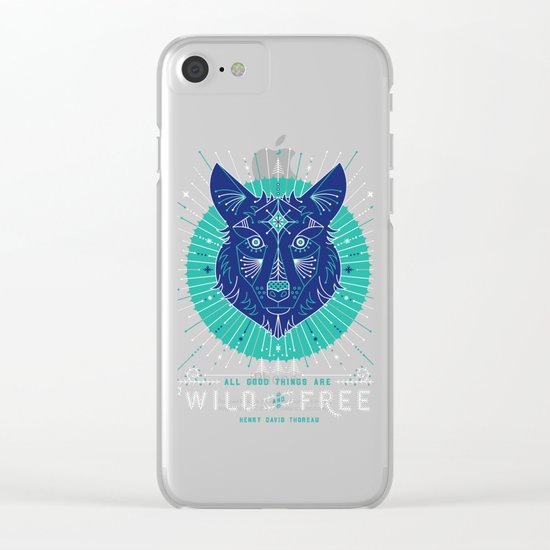 Wild & Free Wolf – Navy Clear iPhone Case