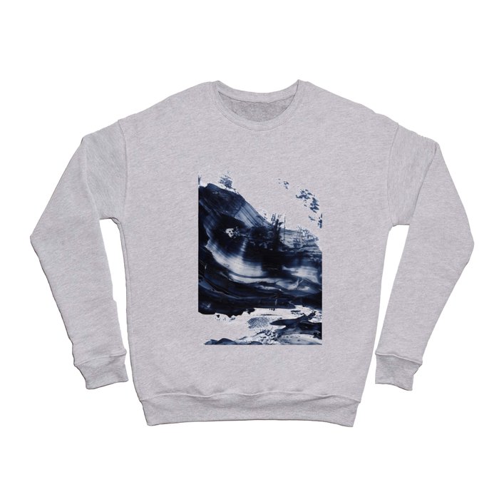 Dark Navy Gray Acrylic Abstract Painting Horizontal Crewneck Sweatshirt