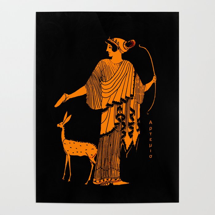 Artemis red figure ancient Greek design Poster