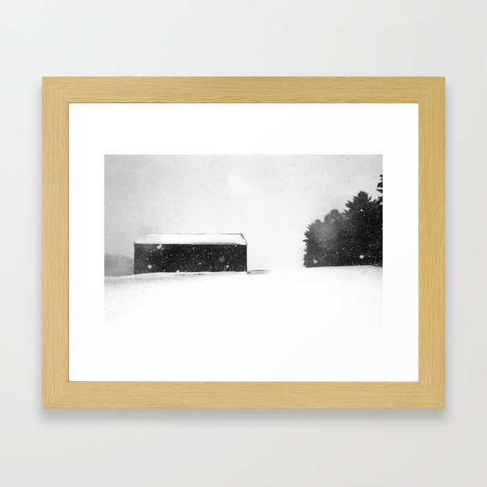 Snow Storm - Barn on the Hill Framed Art Print