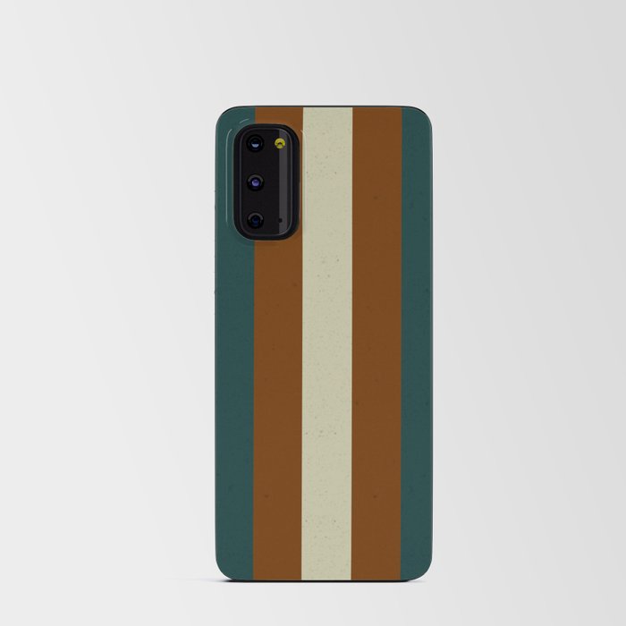 Burnt teal beige dusty retro 60S stripes Android Card Case