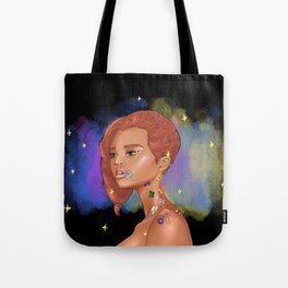 a blue flower on moon bow lane Tote Bag