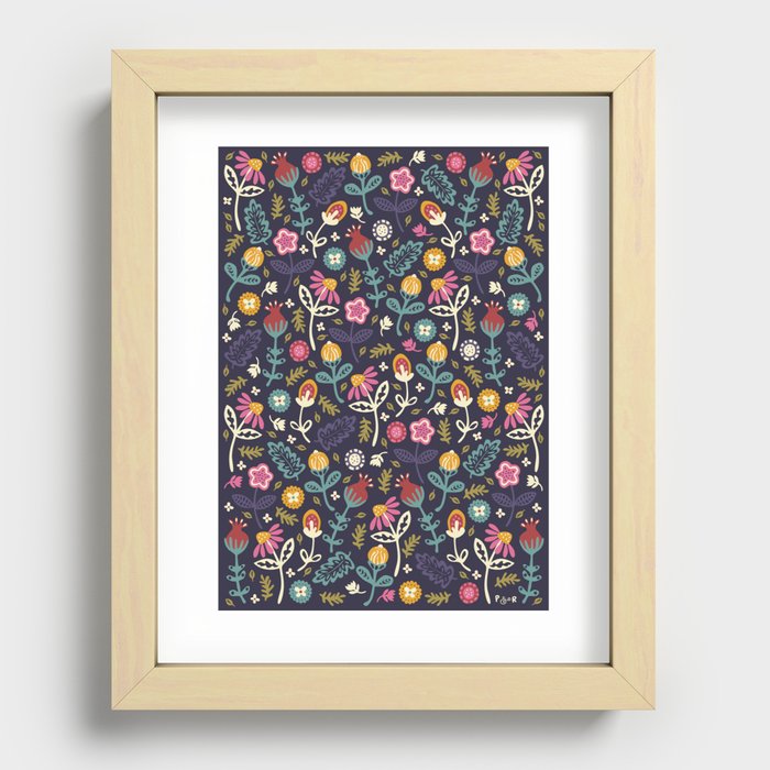 Ditsy Flowers Recessed Framed Print