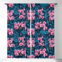 Sweet peas and bumblebees Blackout Curtain
