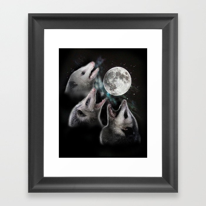3 opossum moon Framed Art Print