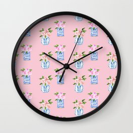Ginger Jar and Flowers Pattern Wall Clock