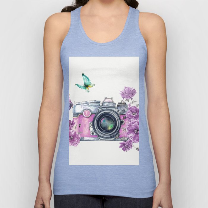 Camera with Summer Flowers 2 Tank Top