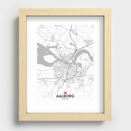 Aalborg, Denmark - Light City Map Recessed Framed Print