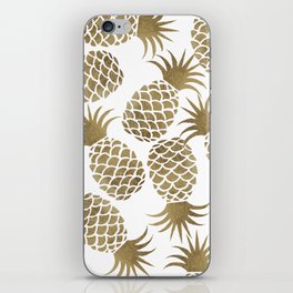 Elegant luxury white gold tropical pineapple illustration iPhone Skin