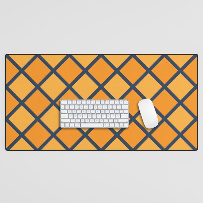 Checkered Pattern - Orange-Yellow Checks Texture  2 Desk Mat