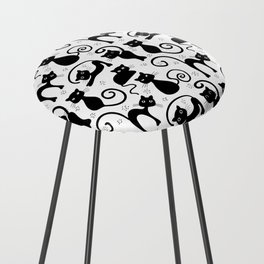 Black cat silhouette on white background Counter Stool