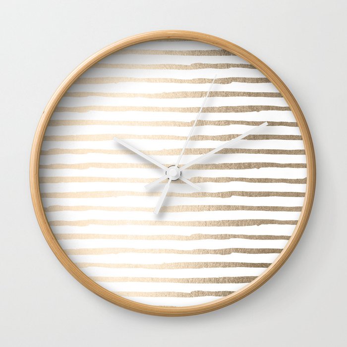 White Gold Sands Thin Stripes Wall Clock