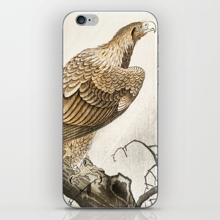Golden eagle on the tree - Vintage Japanese woodblock print art iPhone Skin
