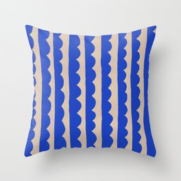 Scallop Line in ultramarine blue and tan Throw Pillow