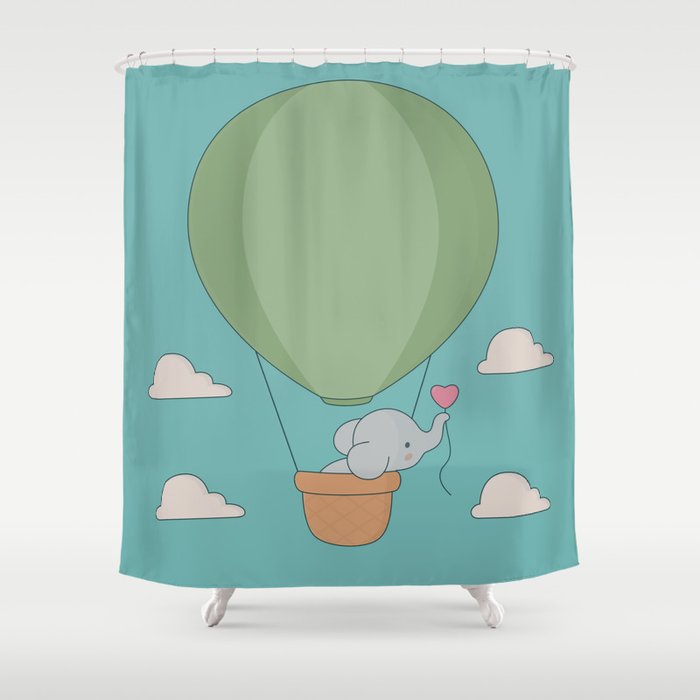 Kawaii Elephant Hot Air Balloon Shower Curtain By Wordsberry Kawaii Elephant Hot Air Balloon Shower Curtain By Wordsberry