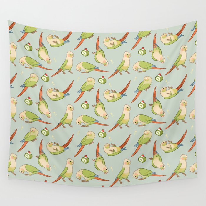 Green cheek conures all-over Wall Tapestry