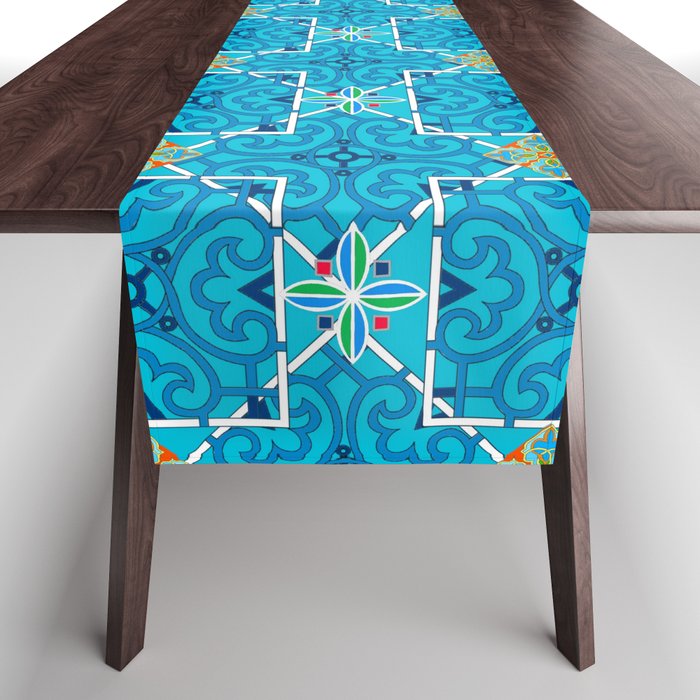 Italian,Sicilian art,majolica,Moroccan tiles  Table Runner
