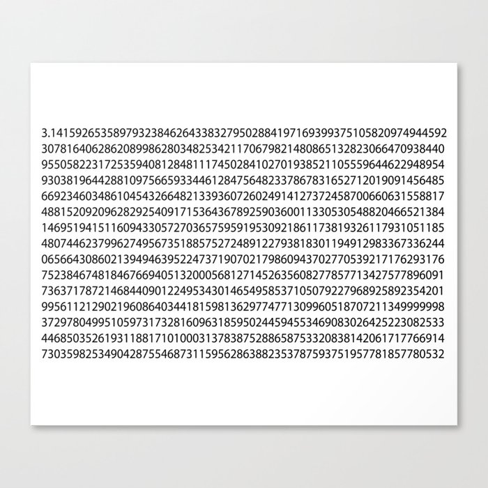 1000 digits of Pi (White) Canvas Print