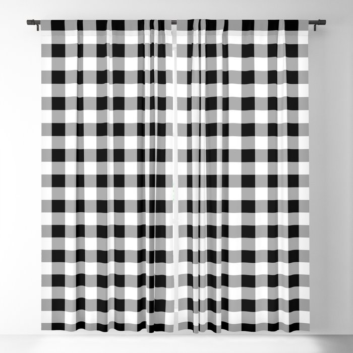 Red Heart on Black Buffalo Check Blackout Curtain