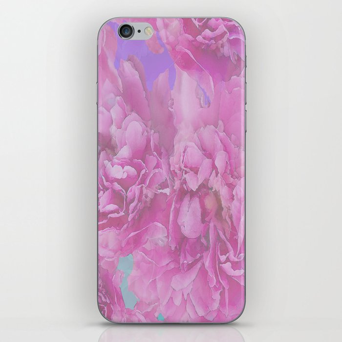 Surrounded by flowers - pink and purple bloom with turquoise background #decor #society6 #buyart iPhone Skin