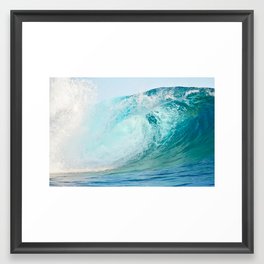 Pacific big surfing wave breaking Framed Art Print