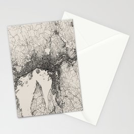 Oslo, Norway - City Map. Black and White Aesthetic Stationery Card
