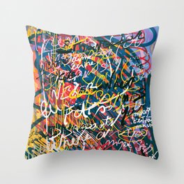 Graffiti Pop Art Writings Music by Emmanuel Signorino Throw Pillow