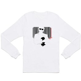 Bold Karl Lagerfeld and his cat illustration Long Sleeve T Shirt