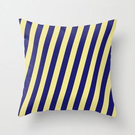 [ Thumbnail: Midnight Blue & Tan Colored Striped Pattern Throw Pillow ]