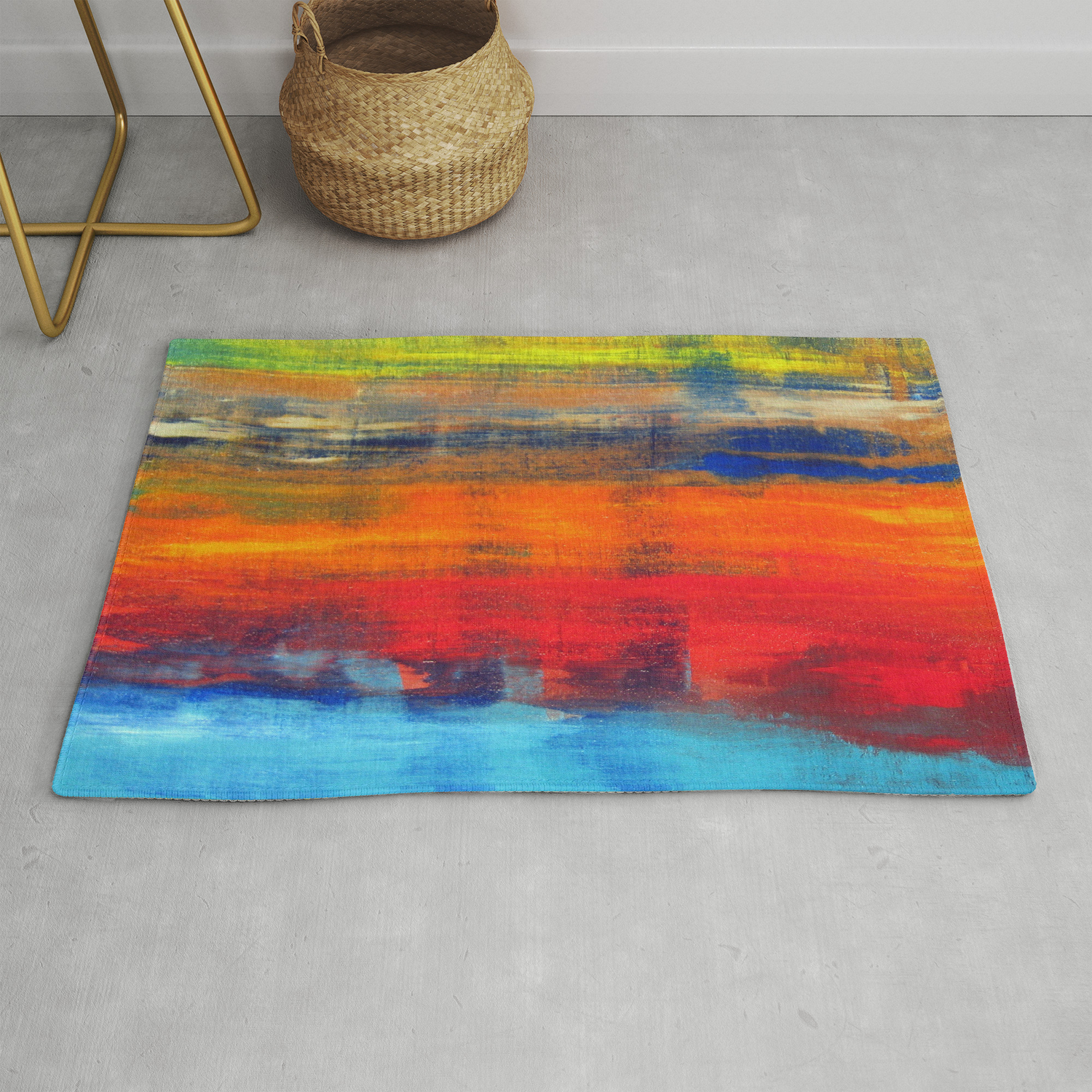 Horizon Blue Orange Red Abstract Art Rug By Art By Lang Society6
