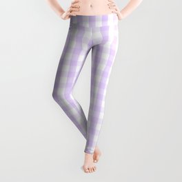 Chalky Pale Lilac Pastel and White Gingham Check Plaid Leggings