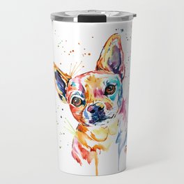 Chihuahua - Tucker - Colorful Watercolor Pet Portrait Painting Travel Mug