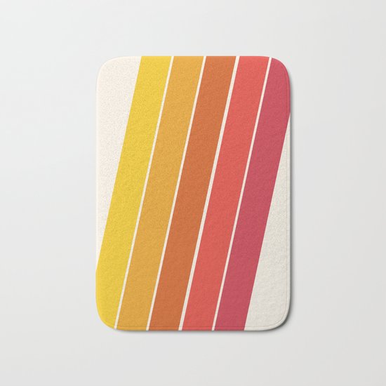 Cool Beans - 70's retro throwback art stripes motif decor hipster Bath Mat