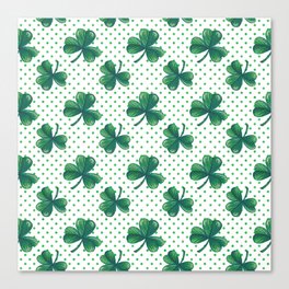Shamrocks Irish Green Polka Dots Canvas Print