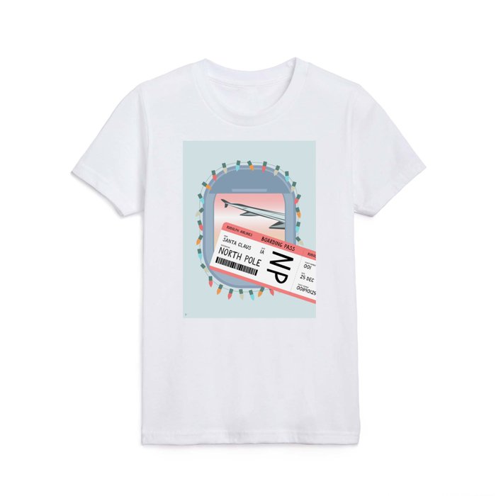 North Pole Christmas Flight Kids T Shirt