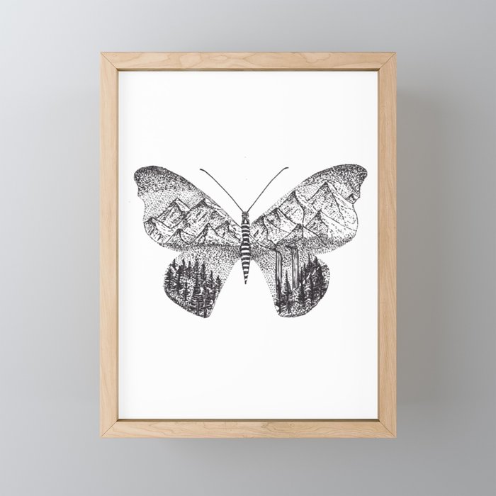 Butterfly X Mountains Framed Mini Art Print