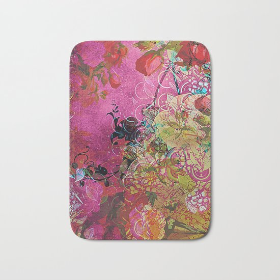 Silk Pink Floral Bath Mat