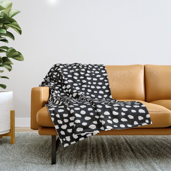Handmade polka dot brush strokes black and white reverse